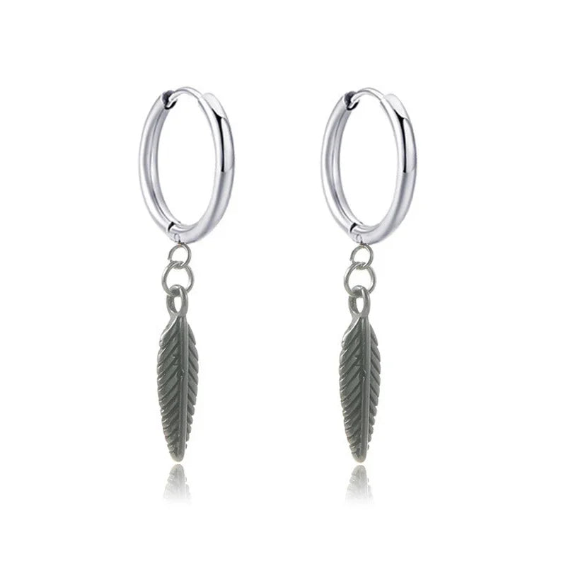 New Punk Stainless Steel Chain Hoop Earrings For Women Men 2023 Trendy Goth Pop Hip Hop Pendants Ear Jewelry Accessories Earring