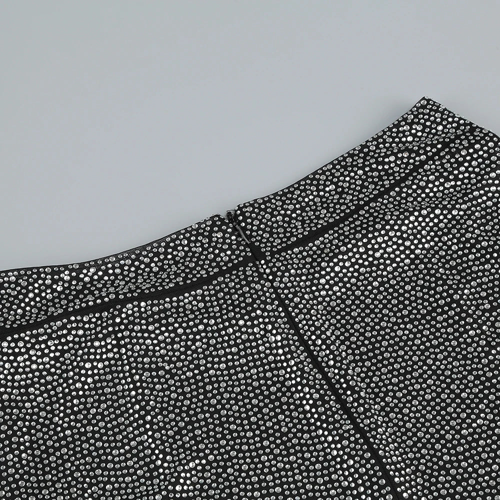 New Stylish Woman Oversize Suit Coat And Shining Diamonds Mesh Pants 2 Pieces Set Fashion Woman High Street Wear Party Outfit