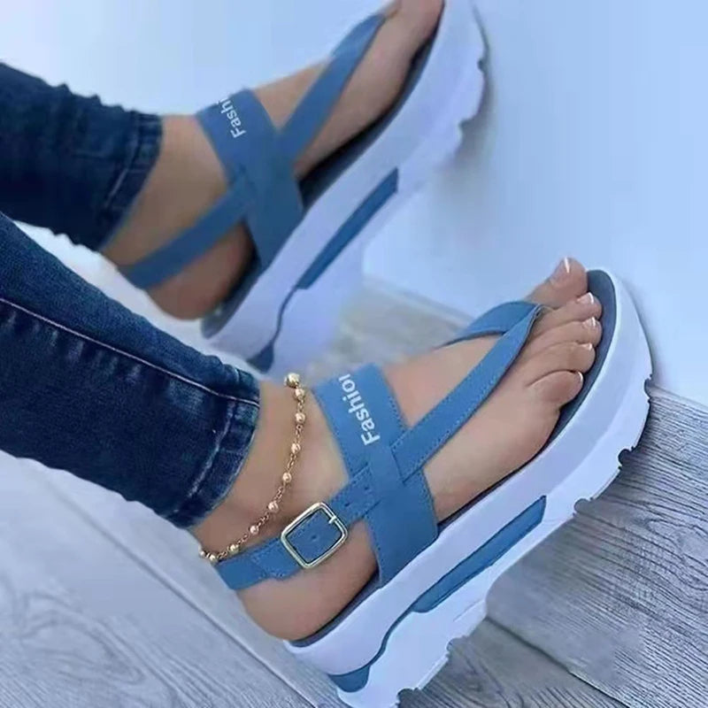 2025 Summer Cross-border Foreign Trade Large Size Wedge Heel Thong Strap Sandals for Women Southeast Asia New Outer Wear Roman S