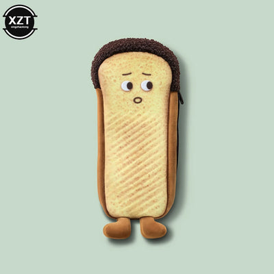 Fun Bread Cute Plush Creative Pencil Bag School Stationery Bag Multi functional Pen Bag Wallet Handbag Learning Supplies
