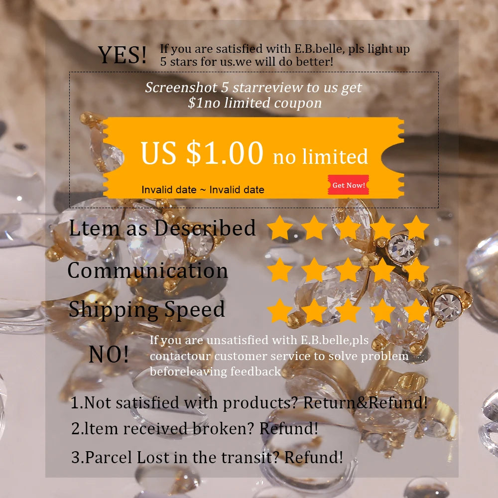E.B.belle Colorful Zircon Hoop Earrings Tarnish Free 18K Gold Plated Earrings for Women 316L Stainless Steel Jewelry