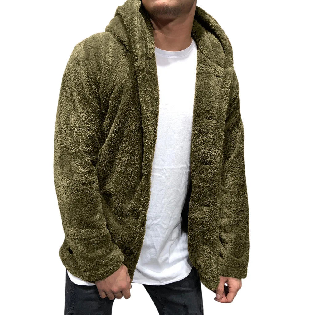 Autumn Winter Hoody Sweatshirt Coats Casual Male Long Sleeve Solid Color Fleece Hoodie Cardigan Coat Outwear FYY-1028