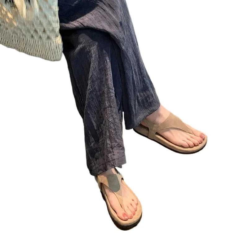 Flat with Slip-on Casual Modern Sandals Low Heel Solid 2025 High Quality Ladies Shoes Back Strap Roman Women's Sandals