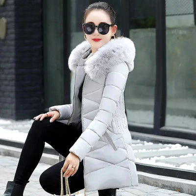 2024 New Women Parkas Big Fur Winter Parkas Hooded Long Down Cotton Jacket Female Coat Thick Warm Winter