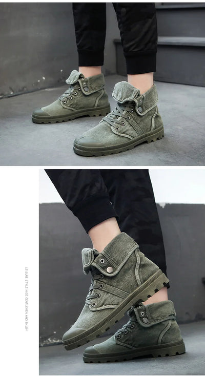 Ankle Boots for Men Sneakers Lace-up Outdoor Men Casual Shoes Flats Breathable Comfortable Canvas Shoes Male Zapatos Hombre