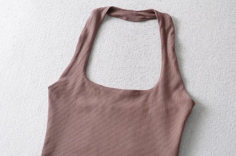 Sexy Women Crop Top 2023 Summer Double Halter Tops Sleeveless Tanks
