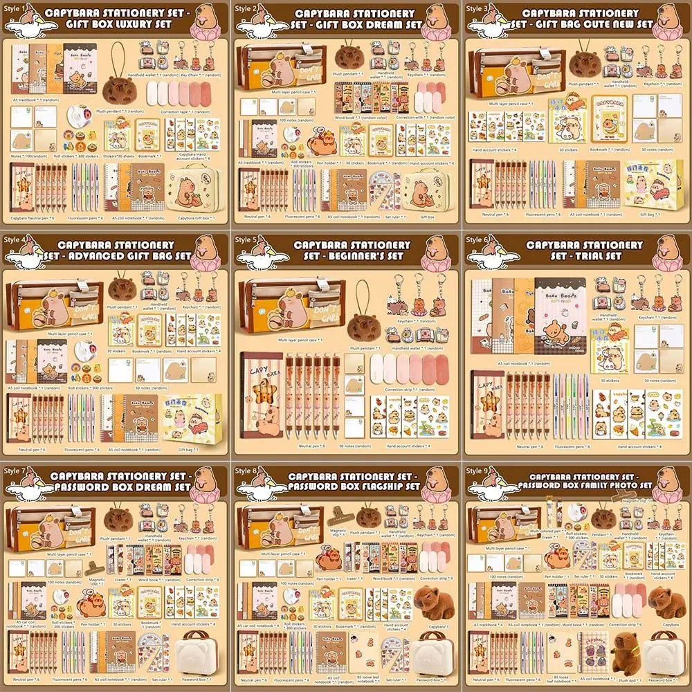 Large Capacity Gift Box Capybara Stationery Set Pencil Case Abundant Back-to-school Gift Kit Cute School Supplies for Students