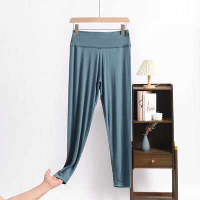 Plus Size Summer Modal Leggings High-Waisted Tummy control Shaping Capris Stretchy Wide-Band Ankle-Length Yoga Sports Pants