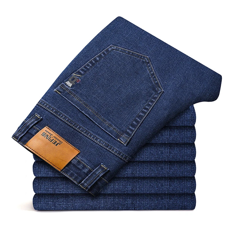 Plus Size 42 44 46 Men's Fashion Casual Jeans Classic Business Straight Elasticity Denim Pants Spring Autumn Trousers Male Brand