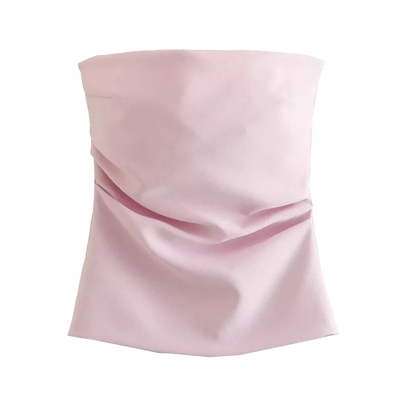 2025 Women Tube Top White Black Off Shoulder Crop Top Female Pink Sleeveless Backless Sexy Tops Woman Fashion Corset Tops