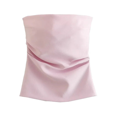 2025 Women Tube Top White Black Off Shoulder Crop Top Female Pink Sleeveless Backless Sexy Tops Woman Fashion Corset Tops