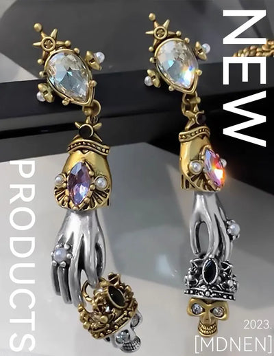 2023 New Skull Earrings Necklace Set Alloy Punk Gothic Style Men's And Women's Jewelry Party Gift