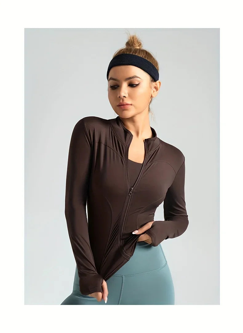 Jackets Women Coat Moisture Wicking Fitness Jackets Yoga Coat Women Shacket Stretchy Running Wear Slim Fit Sports Outerwear