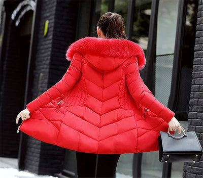 2024 New Women Parkas Big Fur Winter Parkas Hooded Long Down Cotton Jacket Female Coat Thick Warm Winter