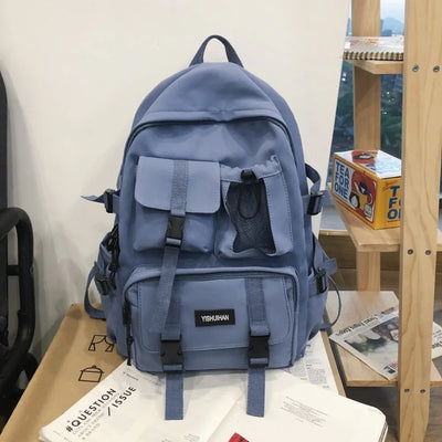 Casual Nylon Student Backpack Canvas Harajuku Shoulders Bag Rucksack Large Capacity School Bag Lady