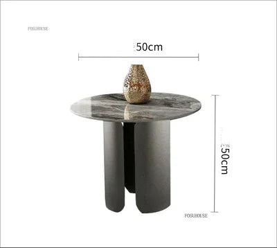 Light Luxury Italian Coffee Tables for Living Room Small Round Rock Slab Designer Table Minimalist Smooth Side Table for Office