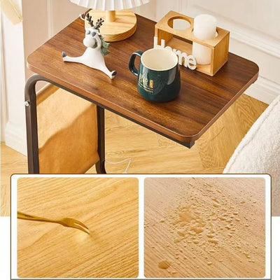 Coffee Table With 360° Wheels C-Shape End Table Sofa Side Table Portable With Cork Finish for RV Home Office Living Room Bedroom