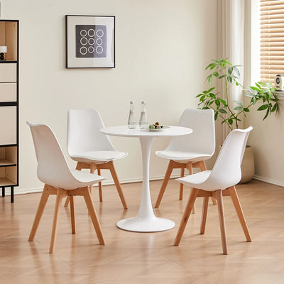 Round Dining Table Elegant White Nordic Tulip Top Dining Table Round Versatile Table Kitchen Coffee Balcony WHite/Black 70cm