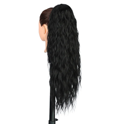 Curly Wavy Drawstring Ponytail Extension Long Clip In Ponytail Hair Extensions for Black Women Blonde Synthetic Fake Hairpieces