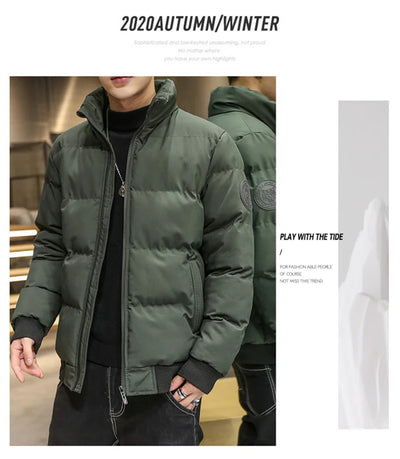 Autumn and winter standing collar cotton jacket men's thick warm fashion jacket casual jacket warm cotton jacket winter clothing