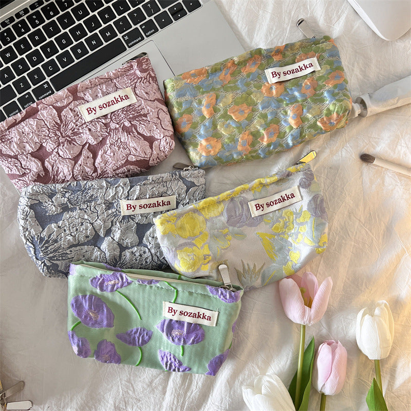 New Korean Women Floral Makeup Bags Cosmetic Bag Organizer Pouch Travel Make Up Toiletry Bag Canvas Beauty Case Pencil Case