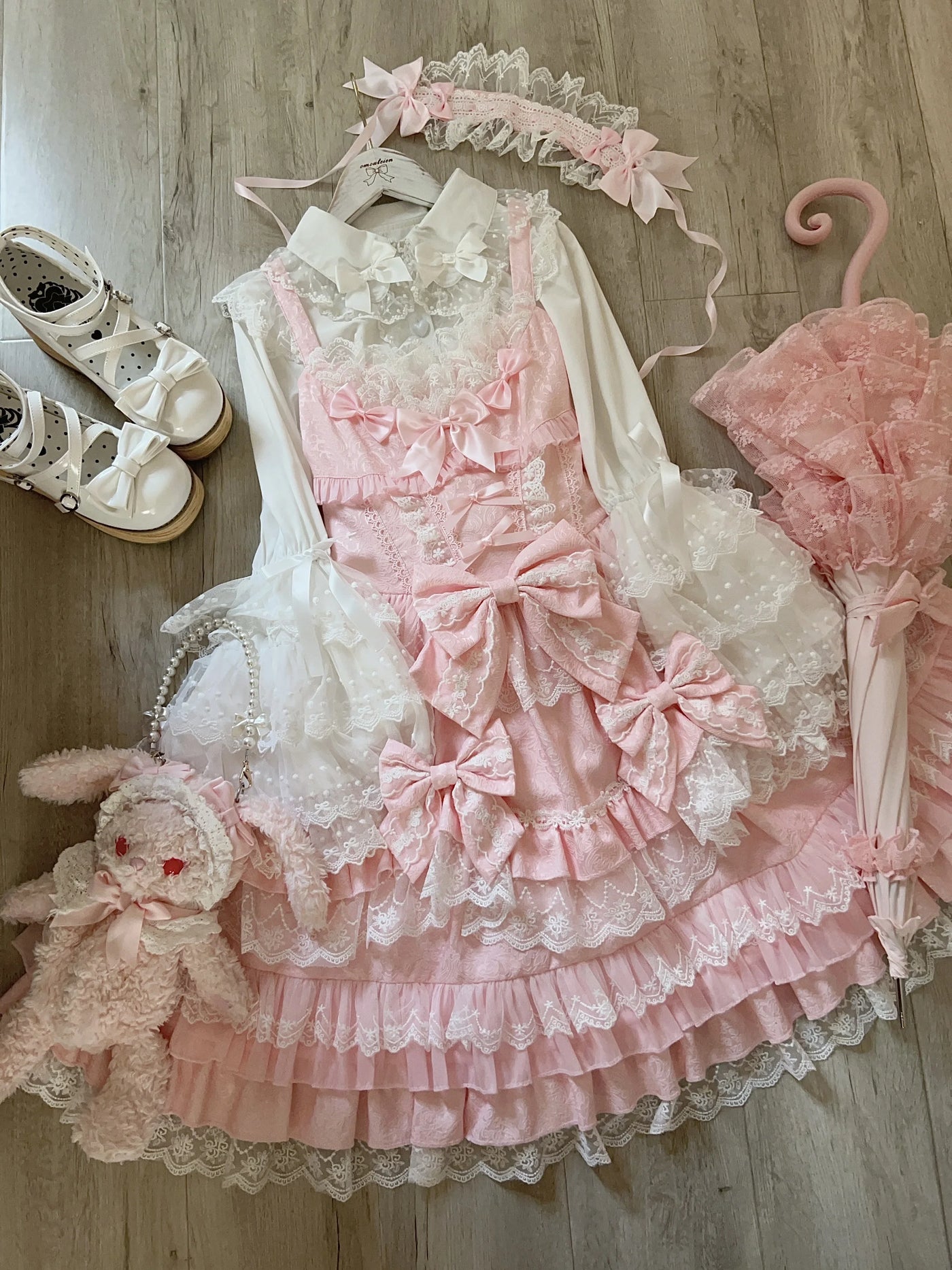 Original Lolita Dress Set Doll Feeling Girl Women's Sweet Jsk Suspender Dress Princess Fairy Lace Bow Sling Cake Dresses