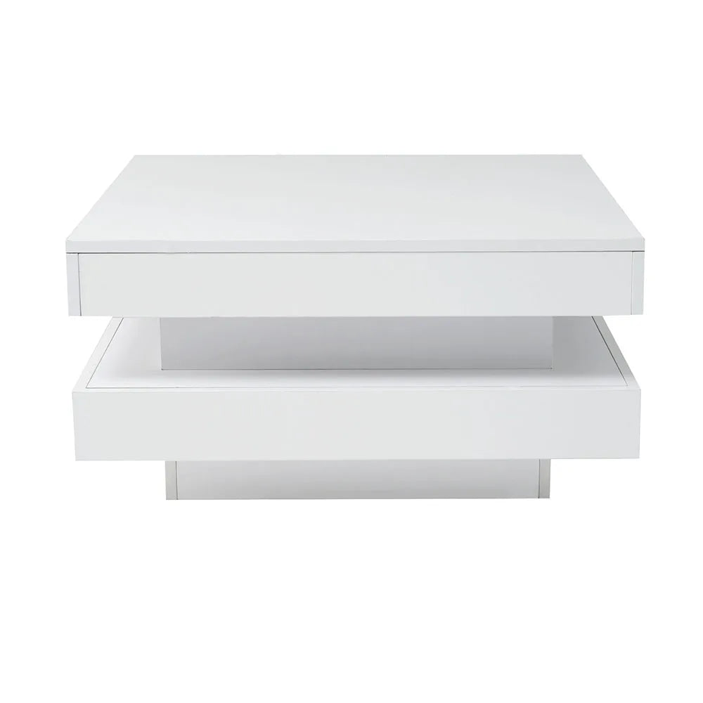Square coffee table table in White Modern Technological Style With Bluetooth LED Strip