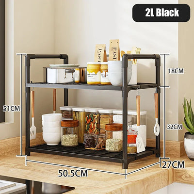 2/3Layer Kitchen Storage Shelf High-capacity Easy To Install Seasoning Rack PP Material Modern Minimalism Kitchen Furniture