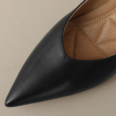 plus size 34-42 women's genuine leather 4.5cm kitten heel pointed toe slip-on pumps elegant ladies low heeled shoes