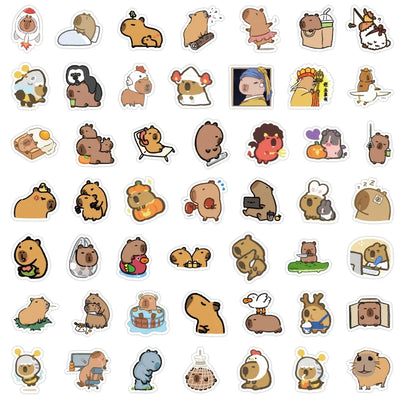 10/30/50pcs Cute Cartoon Animal Capybara Stickers Decals for Laptop Fridge Notebook Diary Funny Decoration Sticker Kids Toys