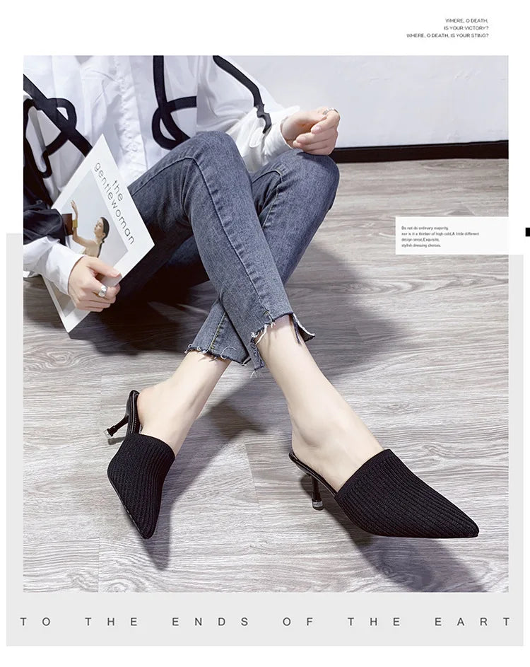 Comemore 2025 New Women's Summer Mules Fashion Female Flipflop Yellow Office Slippers Flat Sandals Women Spring Slides Shoes 43