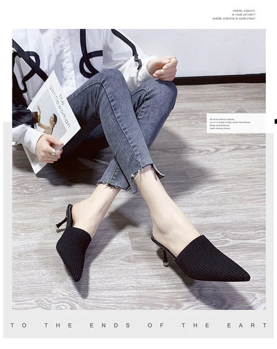 Comemore 2025 New Women's Summer Mules Fashion Female Flipflop Yellow Office Slippers Flat Sandals Women Spring Slides Shoes 43