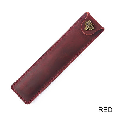 Genuine Leather Pen Case Cowhide Stationery Pencil Holder Bag Pen Pouch for Travel Notebook Journal Pen Cover