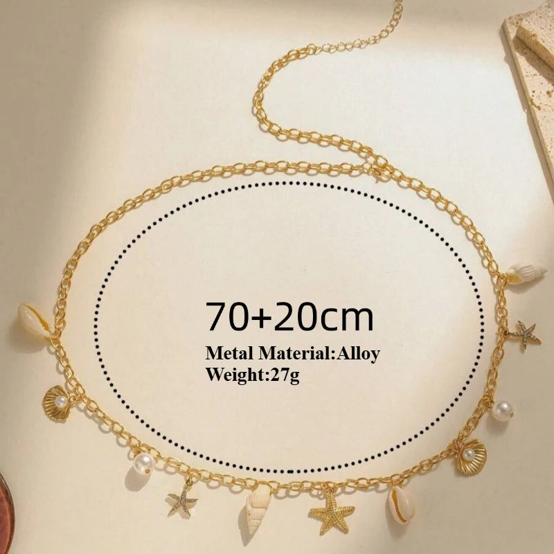 Loe| New Trendy Waist Belly Chain for Women Summer Beach Sexy Simple Body Chain Vacation Jewelry Accessories Punk