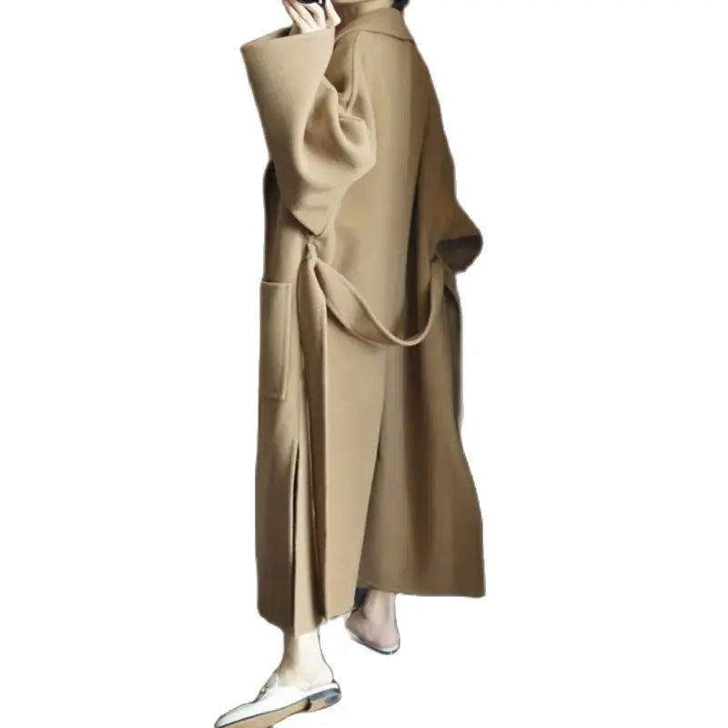 2024 Special Offer Side Slit 100% Pure Wool Women's Coat Long Double-Sided Woolen Coat Loose Comfortable Women's Clothing