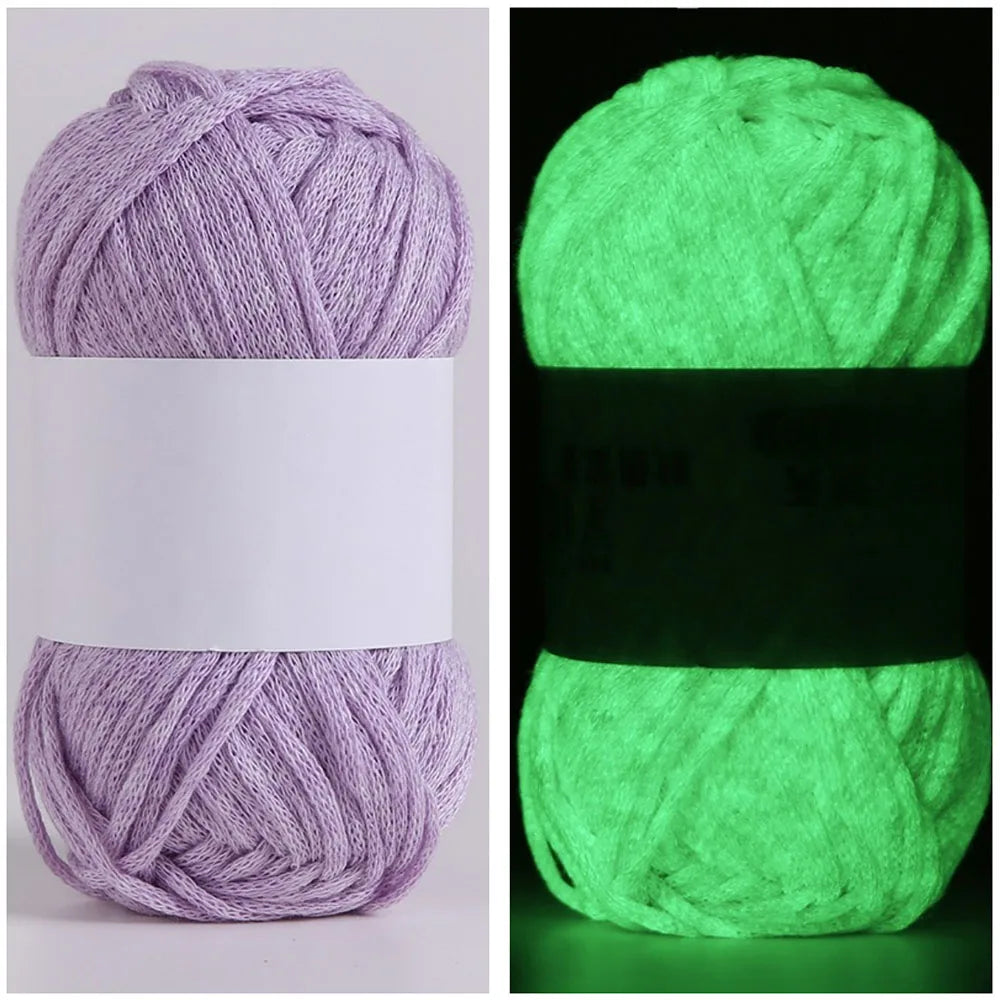 50g/Ball 4mm 80 Meters Luminous Yarn Fluorescent Glow in The Dark Yarn for DIY Arts Crafts Knitting Sweater Hat Scarf Thread