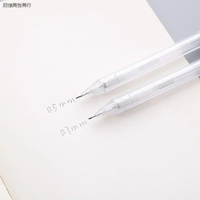 5 Pcs/Set Mechanical Pencil White Simple Automatic Pen 0.5/0.7mm for Students School Supplies Office Accessories Stationery