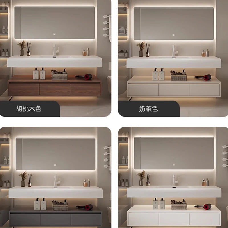 Bathroom Furniture Skin Sensor Bathroom Vanity Cabinet With Sink And Mirror Integrated Arc Washing Table Combination To Wash