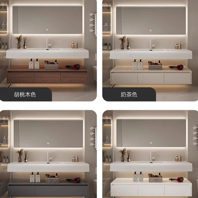 Bathroom Furniture Skin Sensor Bathroom Vanity Cabinet With Sink And Mirror Integrated Arc Washing Table Combination To Wash