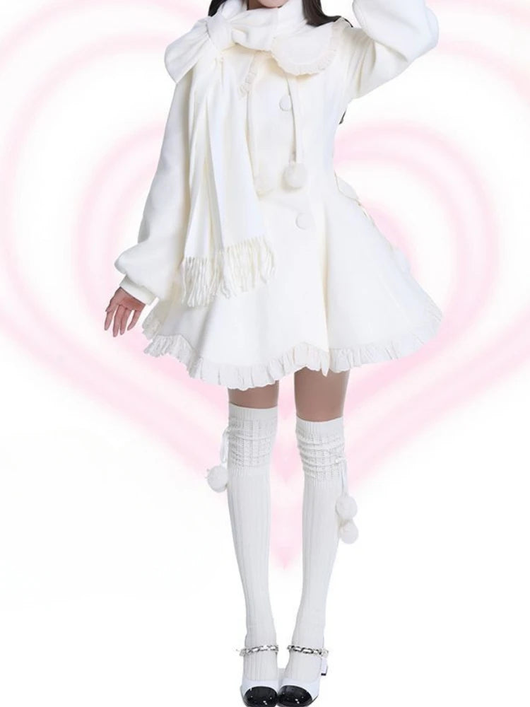Japanese Kawaii Lolita Lace Patchwork Sweet Dress Coat Women Y2k Aesthetic Contrast Color Dresses Single Breasted Party Vestidos