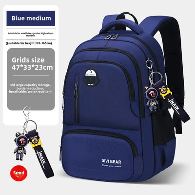 2025 Large capacity men's backpack with astronaut pendant 2 sizes of student school backpacks Student nylon school bags mochilas