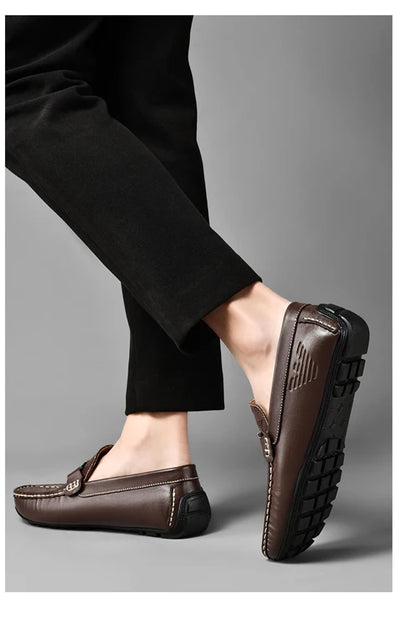 High-end Top-grain Cowhide Korean-style Bean Shoes, Men's Genuine Leather Breathable Business Casual Leather Shoes, Men's Shoes