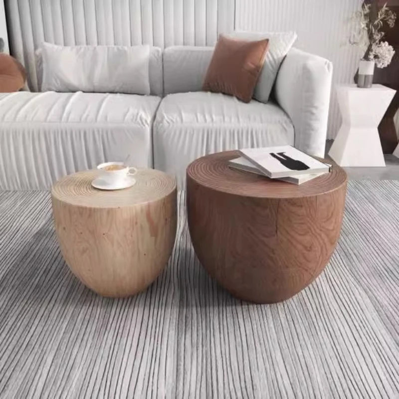 Solid Wood Stump Stool Rustic Wooden Pier Side Table Nordic Round Log Seat Boho Home Decor Accent Creative Living Room Footrest