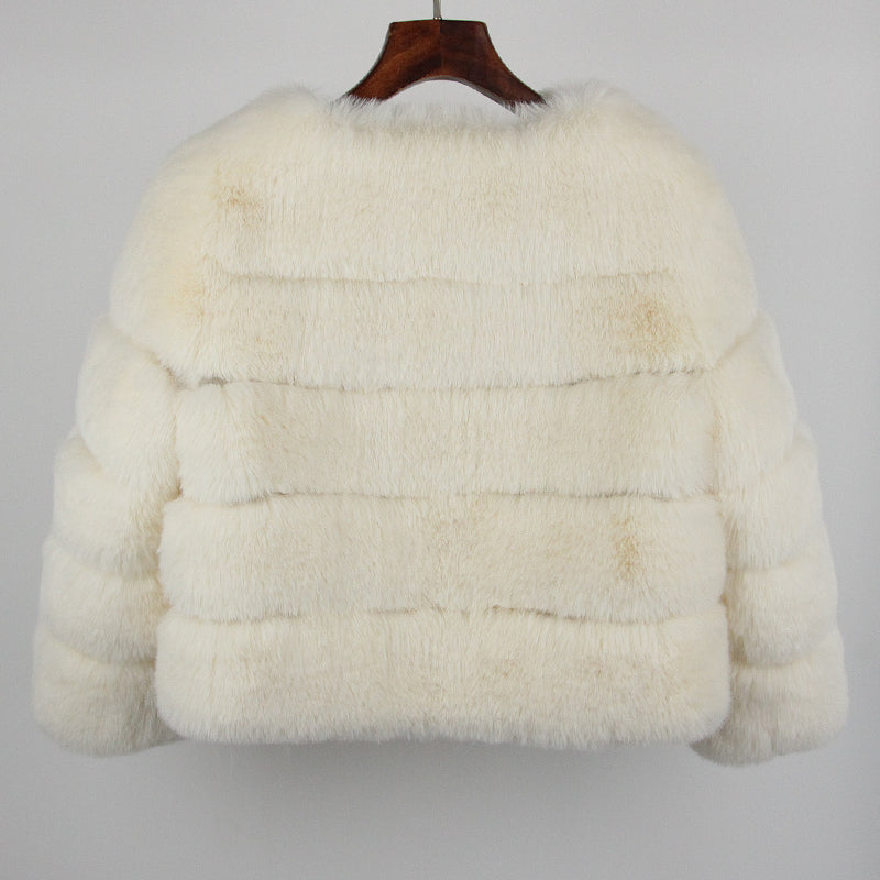 2023 Faux Fur Coat New Luxury Brand Winter Jacket Women Elegant Thick Warm Outerwear Streetwear Fake Fox Rabbit Fur Fashion