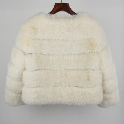 2023 Faux Fur Coat New Luxury Brand Winter Jacket Women Elegant Thick Warm Outerwear Streetwear Fake Fox Rabbit Fur Fashion
