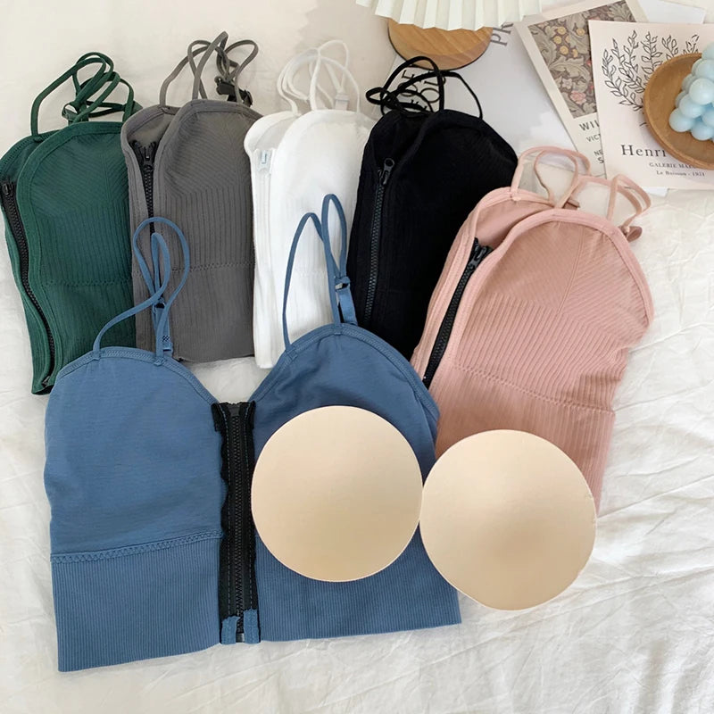 Zipper Front Crop Top