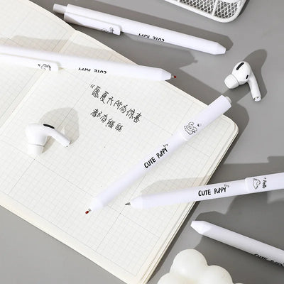 5 Pcs/set Lovely Puppy Cute Stationery Writing Pen Quick Drying Simple Model Press Gel Pen For Student Office School Supplies
