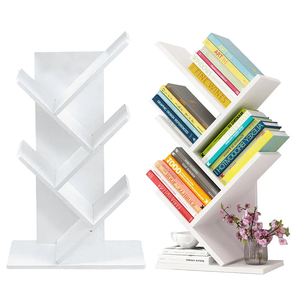 Rustic Standing Tree Bookshelf Wood Display Rack For Home Office Decoration Storage Organizer Shelf Bookcase