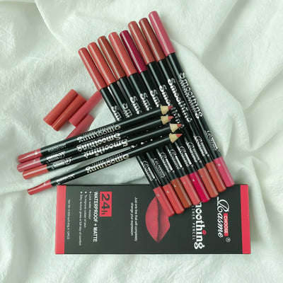 12 Color Lip Professional Wood Lip liner  Lady Charming Lip Liner Soft Pencil Makeup Women Long Lasting Cosmetic Tool