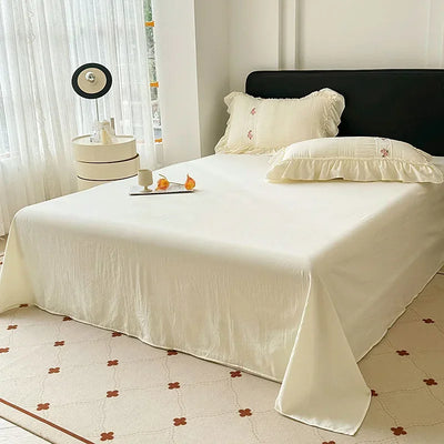 2025 Korean Princess Style Lace Ruffles Wedding Bedding Set Washed Cotton Soft Duvet Cover Set Bed Sheet Pillowcase 3/4Pcs